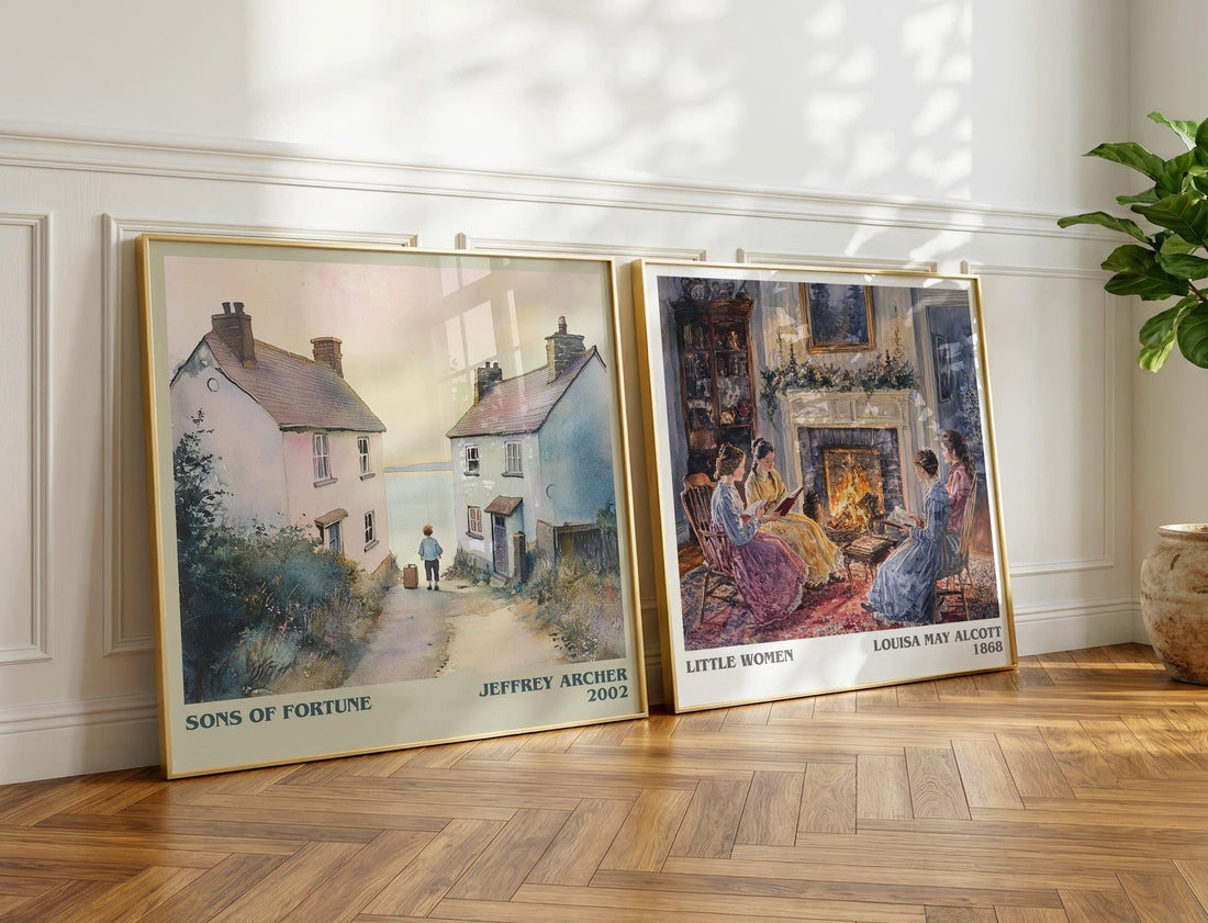 Sons of Fortune Literary Art Print by Jeffrey Archer – large square framed print leaning against a wall