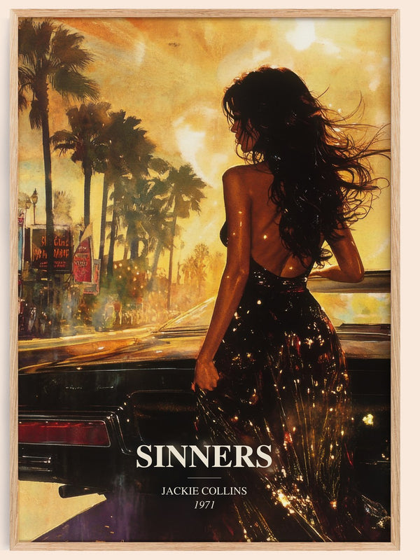 Sinners watercolour book poster by Jackie Collins – framed literary art print