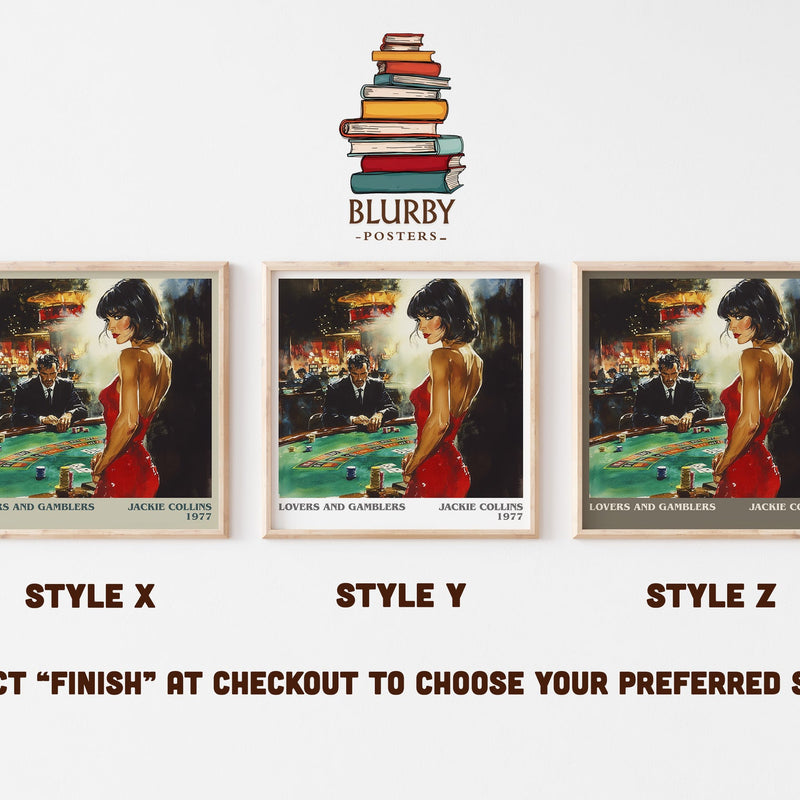 Lovers and Gamblers literary art print colour and style options – Jackie Collins book art
