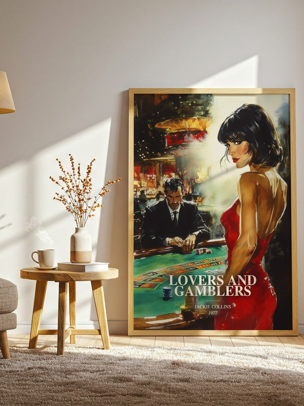 Lovers And Gamblers watercolour print in frame leaning in hallway – romance wall art
