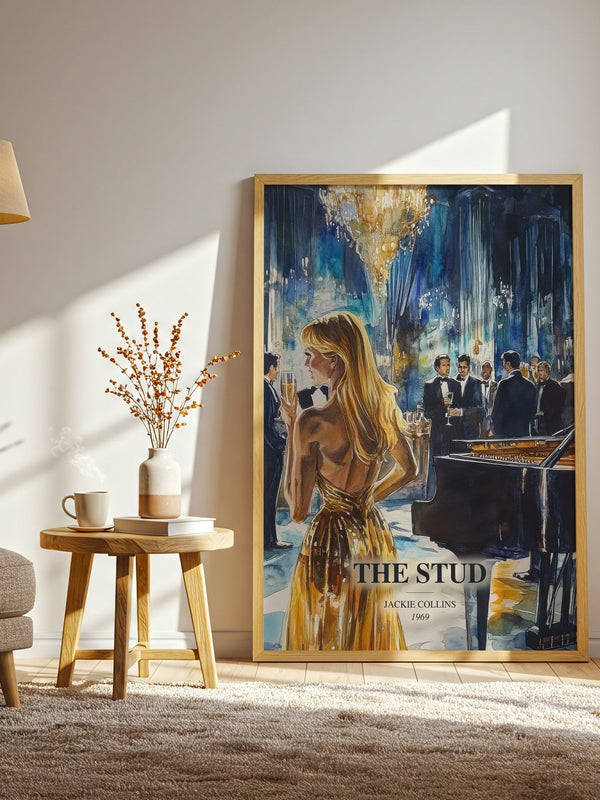 The Stud watercolour print in frame leaning in hallway – romance wall art