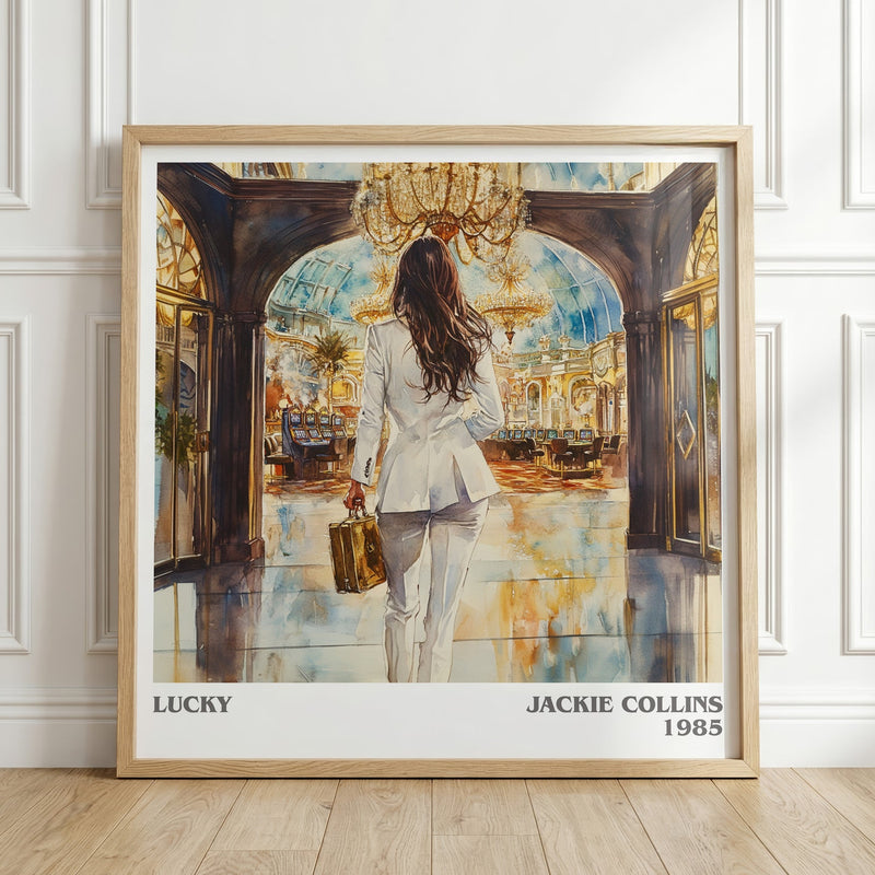 Lucky literary print in frame leaning in hallway – romance wall art