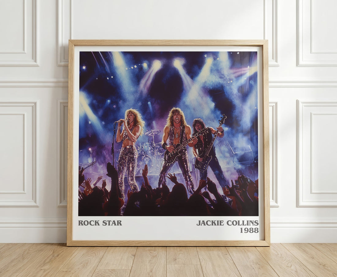 Rock Star literary print in frame leaning in hallway – romance wall art (mockup)