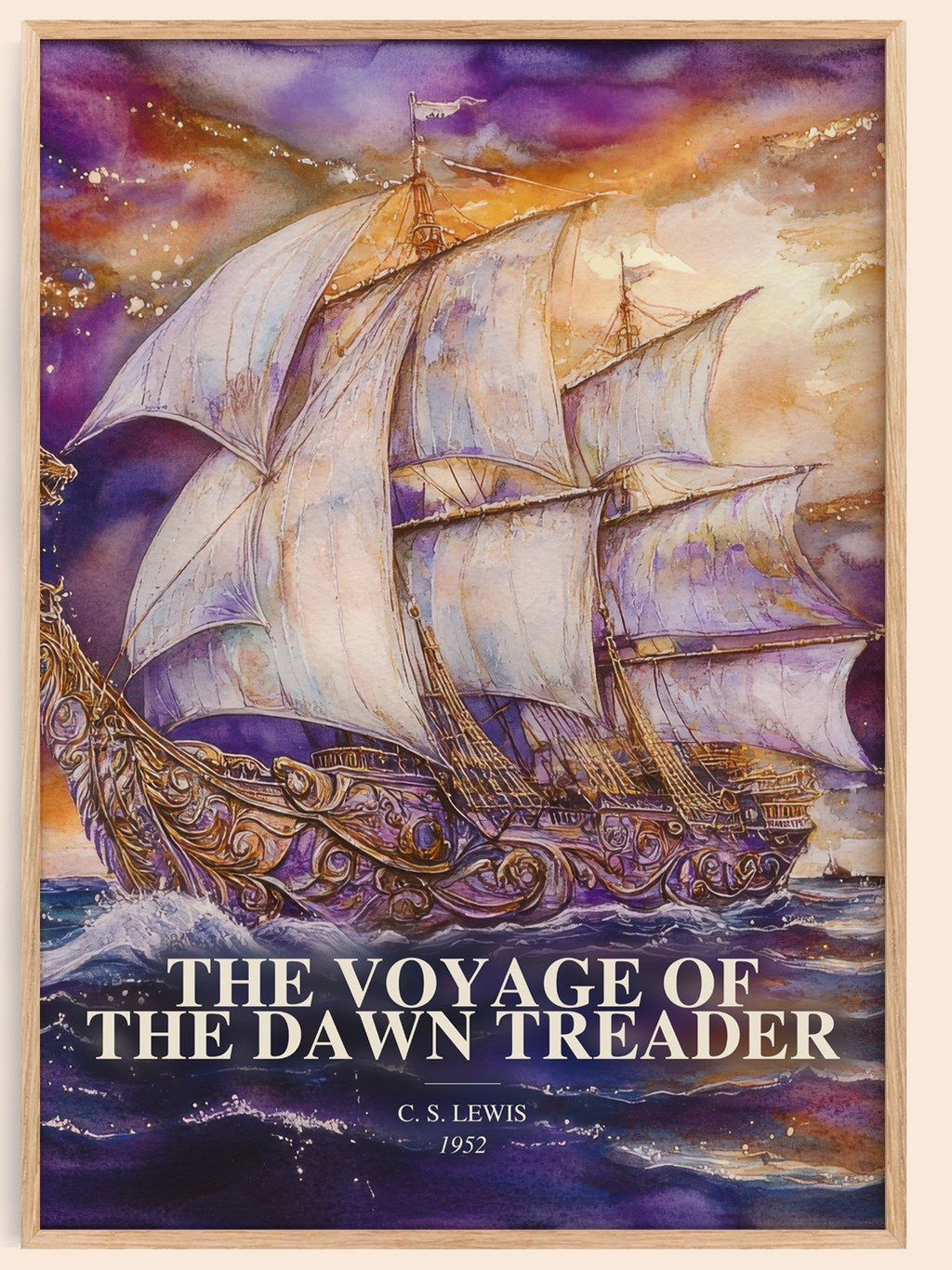 The Voyage Of The Dawn Treader watercolour book poster by C. S. Lewis – framed literary art print