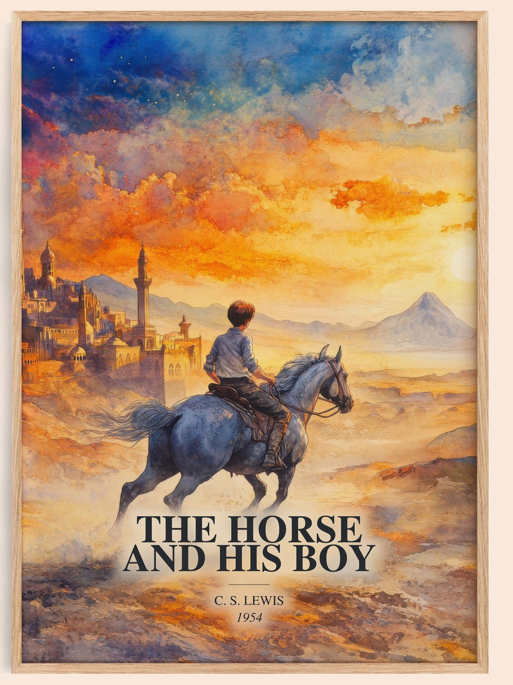 The Horse And His Boy watercolour book poster by C. S. Lewis – framed literary art print