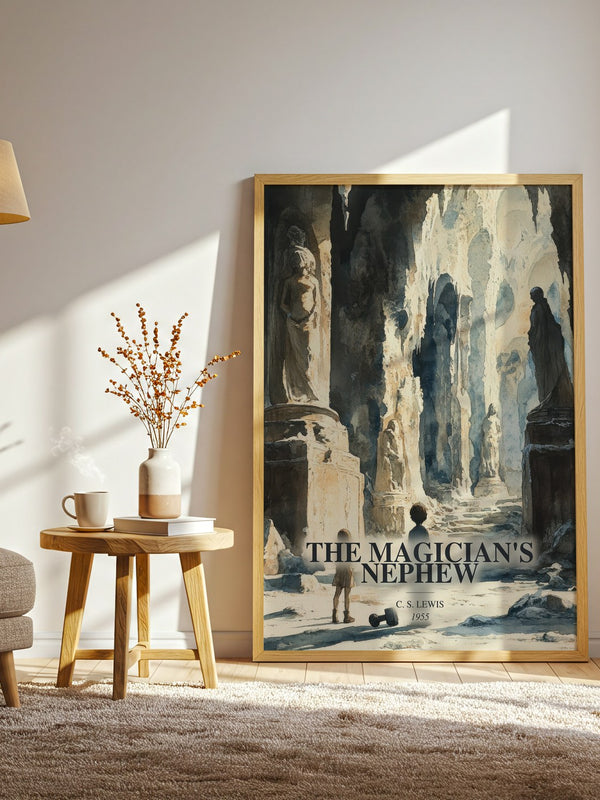 The Magician'S Nephew watercolour print in frame leaning in hallway – childrens wall art