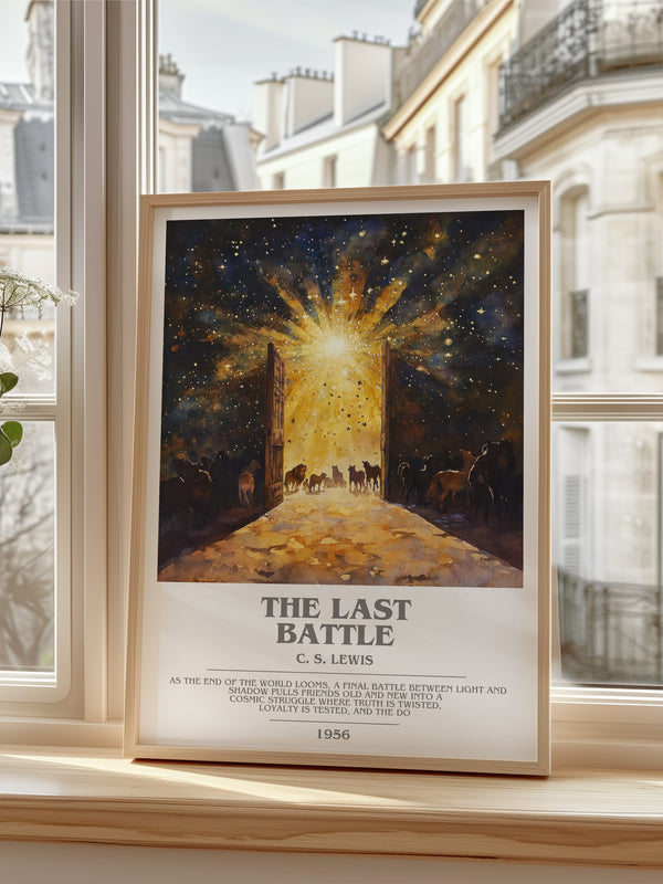 The Last Battle Bookish Wall Art by C. S. Lewis – framed print by a bright window