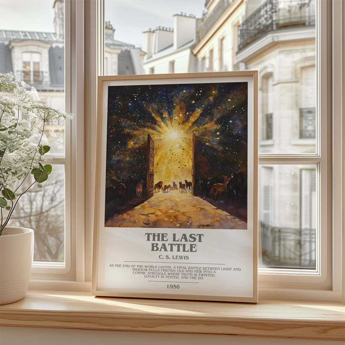 The Last Battle Bookish Wall Art by C. S. Lewis – framed print by a bright window