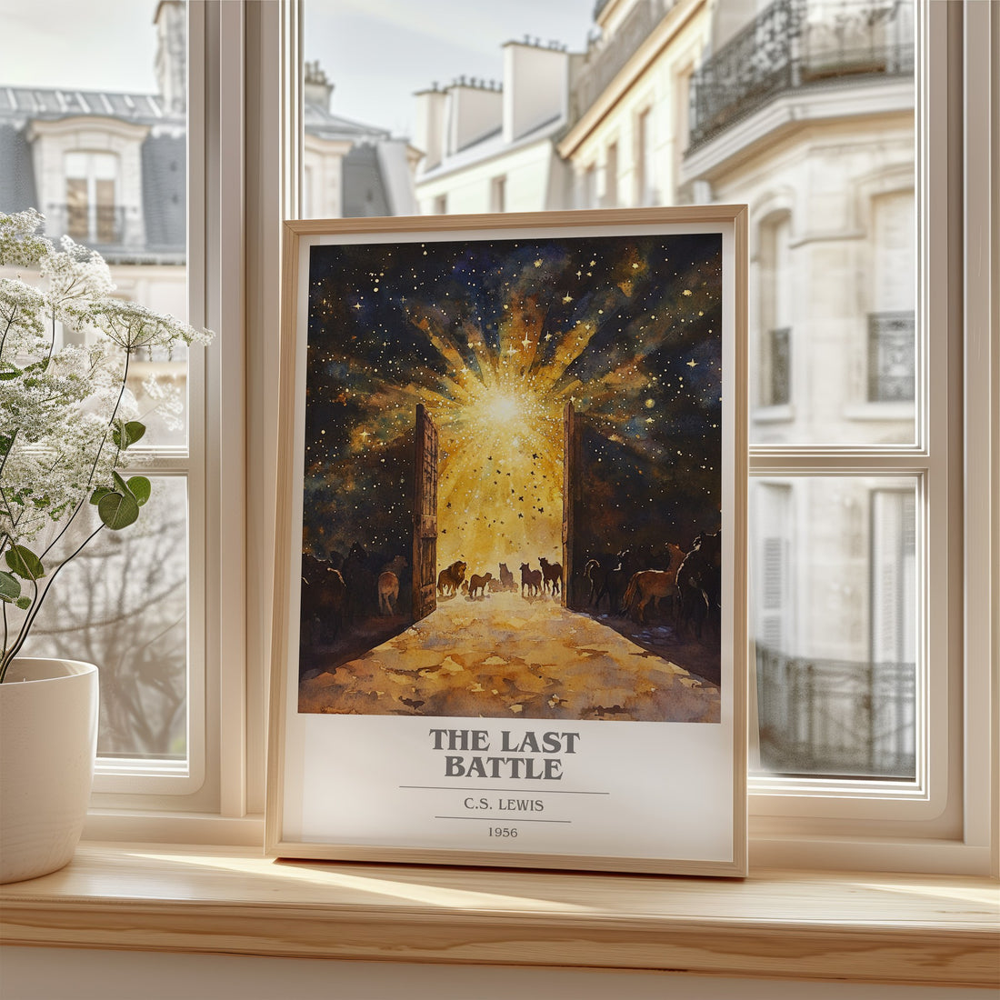 The Last Battle Book Cover Poster by C. S. Lewis – framed print by a bright window