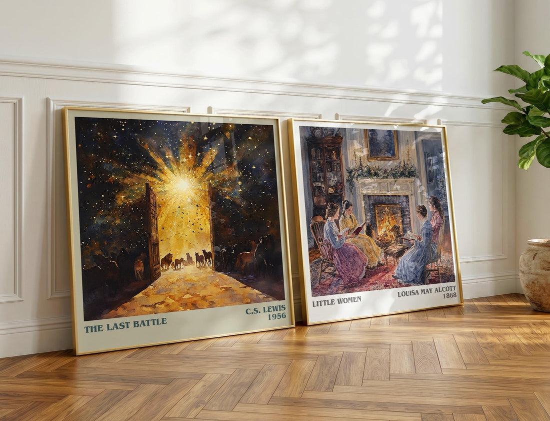The Last Battle Literary Art Print by C. S. Lewis – large square framed print leaning against a wall