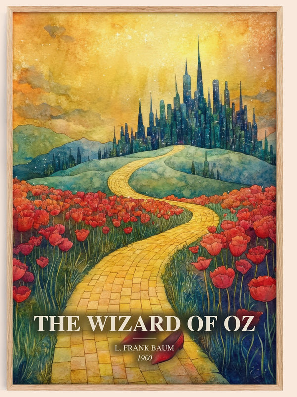 The Wizard Of Oz watercolour book poster by L. Frank Baum – framed literary art print