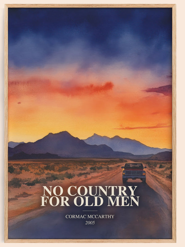 No Country For Old Men watercolour book poster by Cormac Mccarthy – framed literary art print