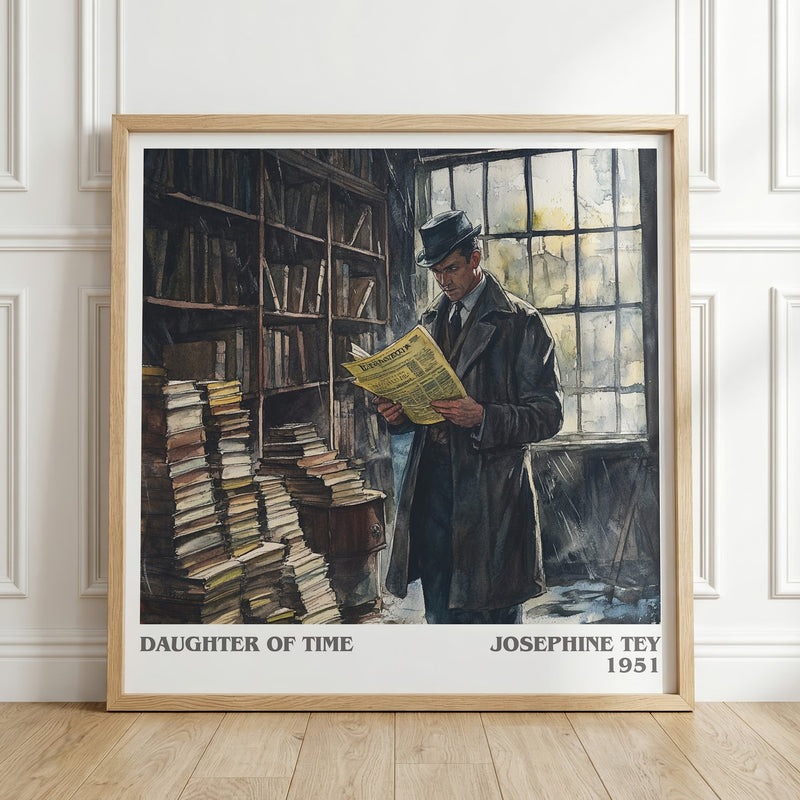 The Daughter of Time literary print in frame leaning in hallway – mystery wall art