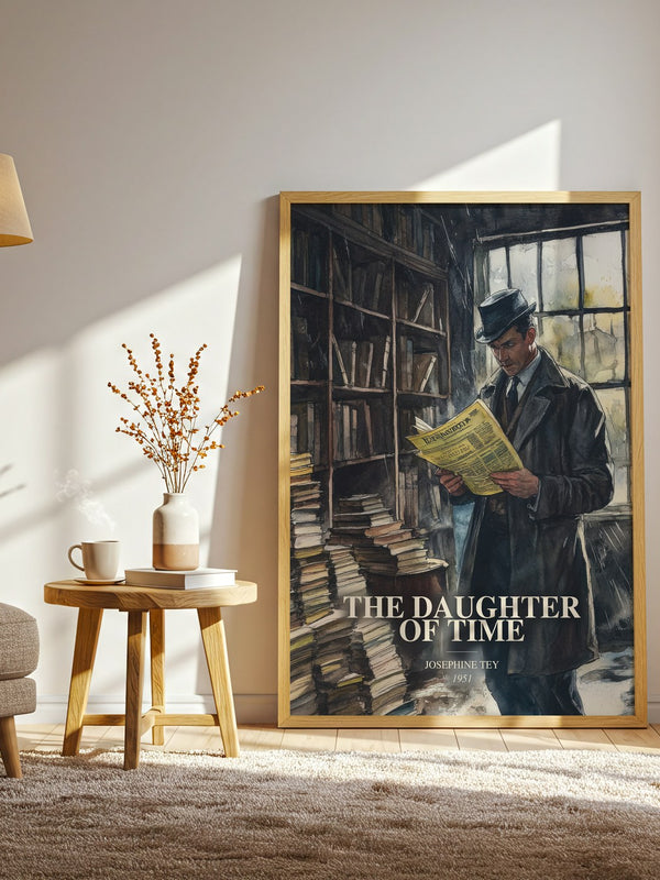 The Daughter Of Time watercolour print in frame leaning in hallway – mystery wall art