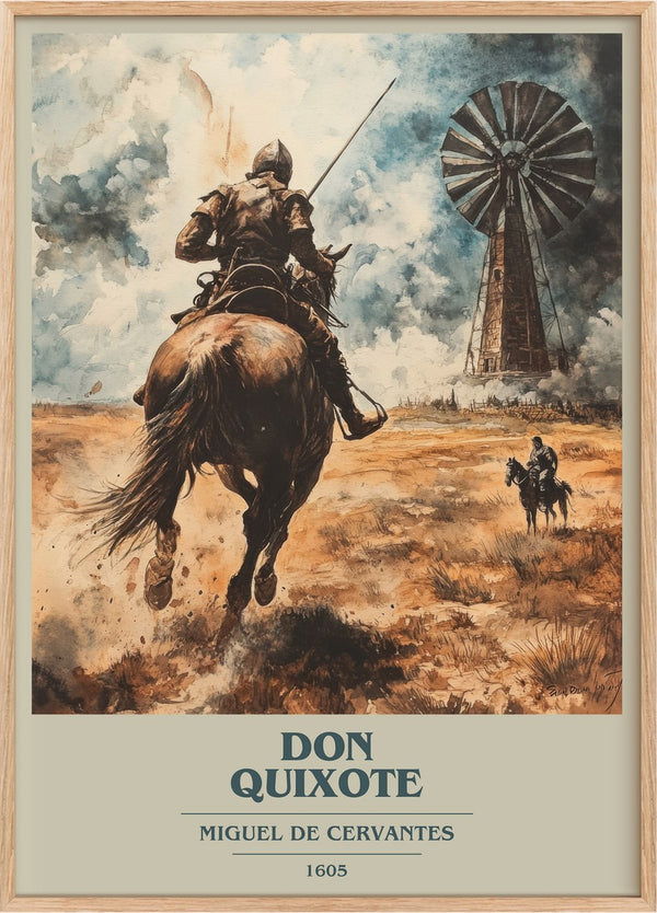 Don Quixote Book Cover Poster by Miguel De Cervantes