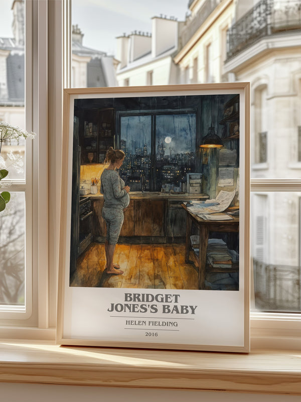 Bridget Jones's baby Book Cover Poster by Helen Fielding – framed print by a bright window