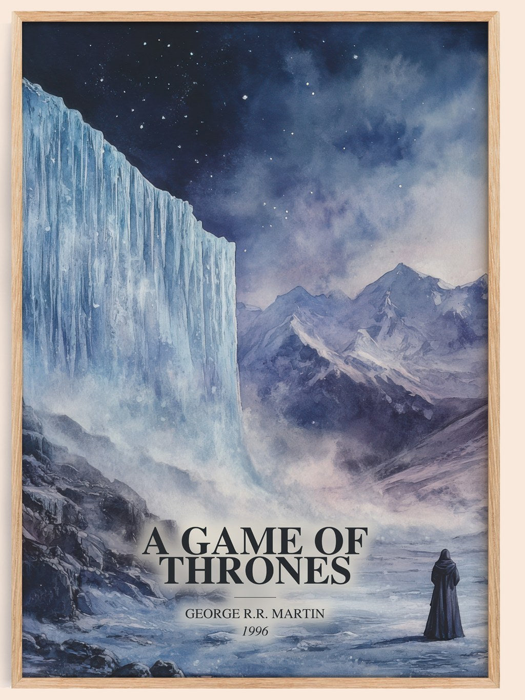A Game Of Thrones watercolour book poster by George R.R. Martin – framed literary art print