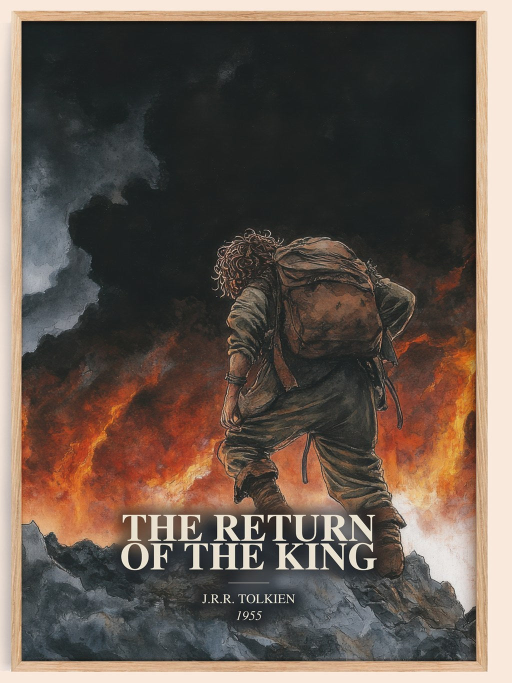 The Return Of The King watercolour book poster by J.R.R. Tolkien – framed literary art print