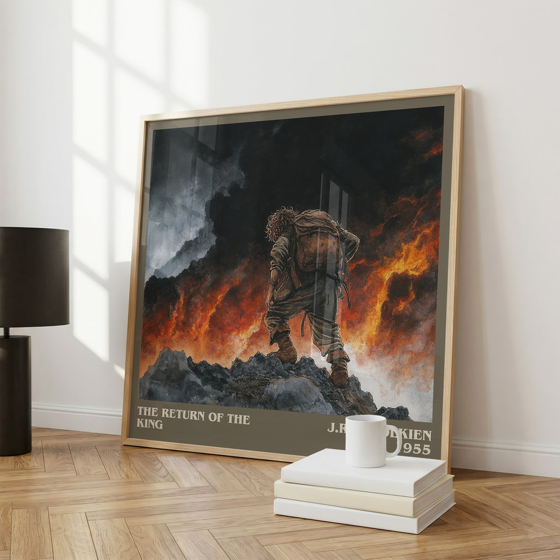 The Return Of The King Literary Art Print by J.R.R. Tolkien – large square framed print leaning against a wall