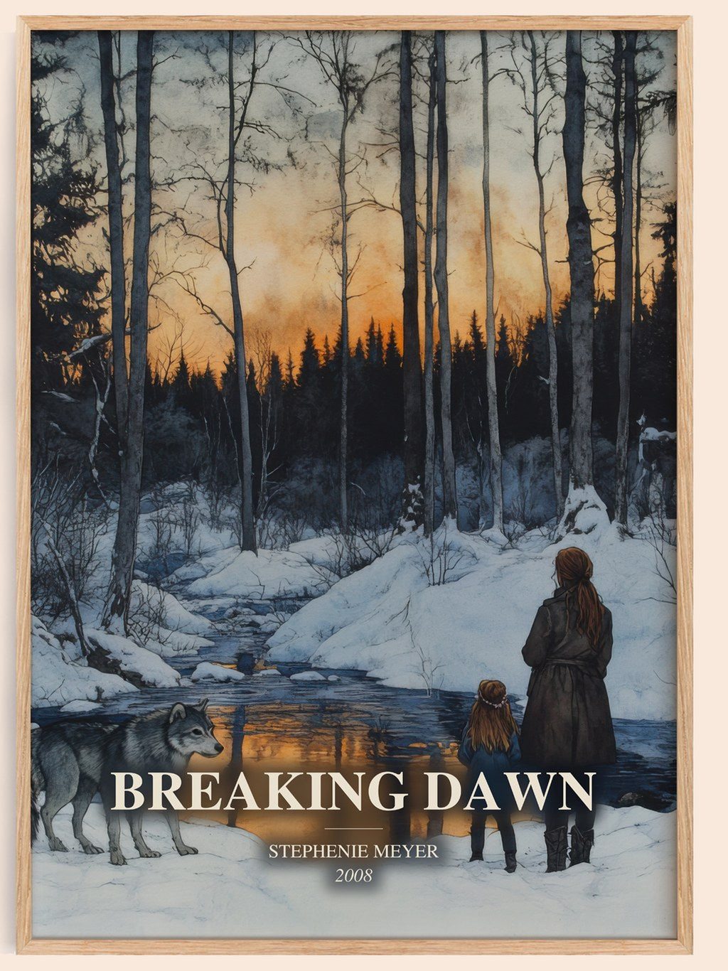 Breaking Dawn watercolour book poster by Stephenie Meyer – framed literary art print