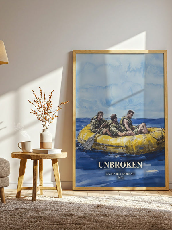 Unbroken watercolour print in frame leaning in hallway – non fiction wall art