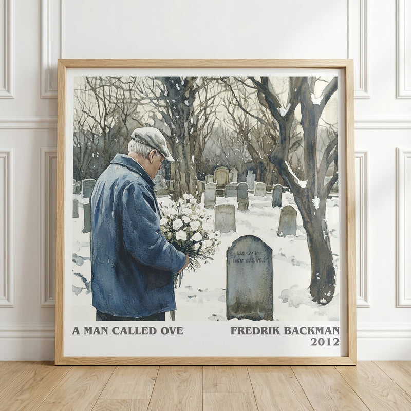 A Man Called Ove literary print in frame leaning in hallway – coming of age wall art