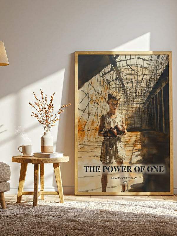 The Power Of One watercolour print in frame leaning in hallway – historical fiction wall art