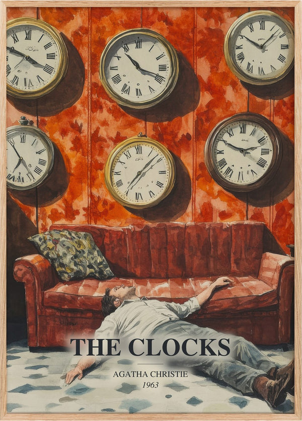 The Clocks Book Watercolour Illustration by Agatha Christie