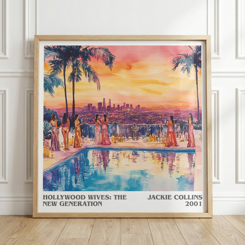 Hollywood Wives: The New Generation literary print in frame leaning in hallway – romance wall art