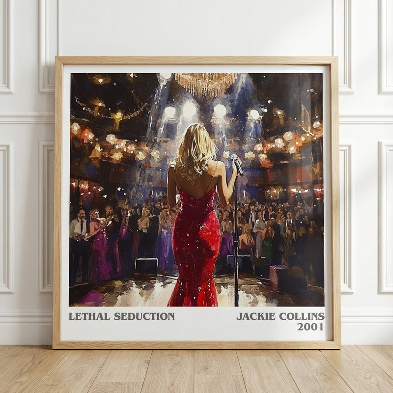 Lethal Seduction literary print in frame leaning in hallway – romance wall art