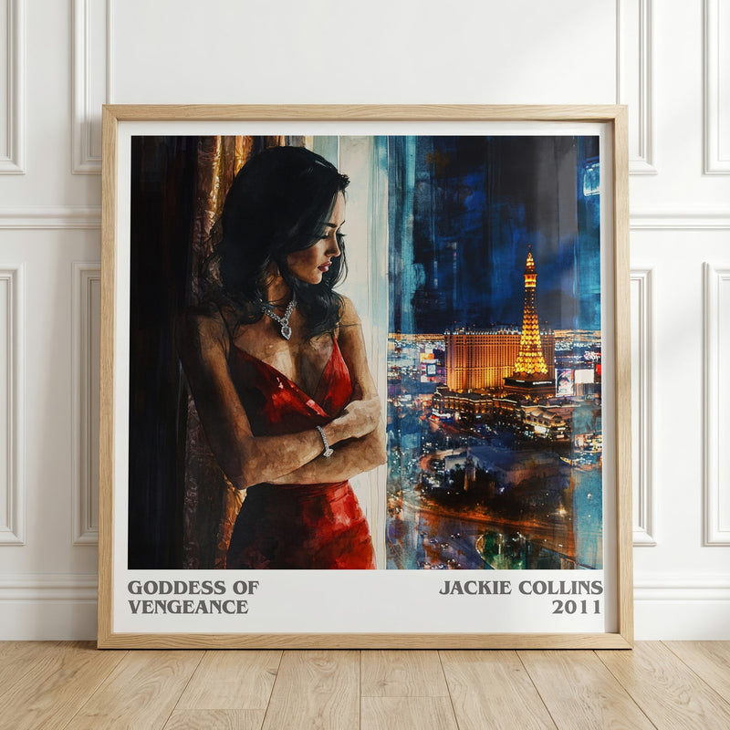 Goddess of Vengeance literary print in frame leaning in hallway – romance wall art