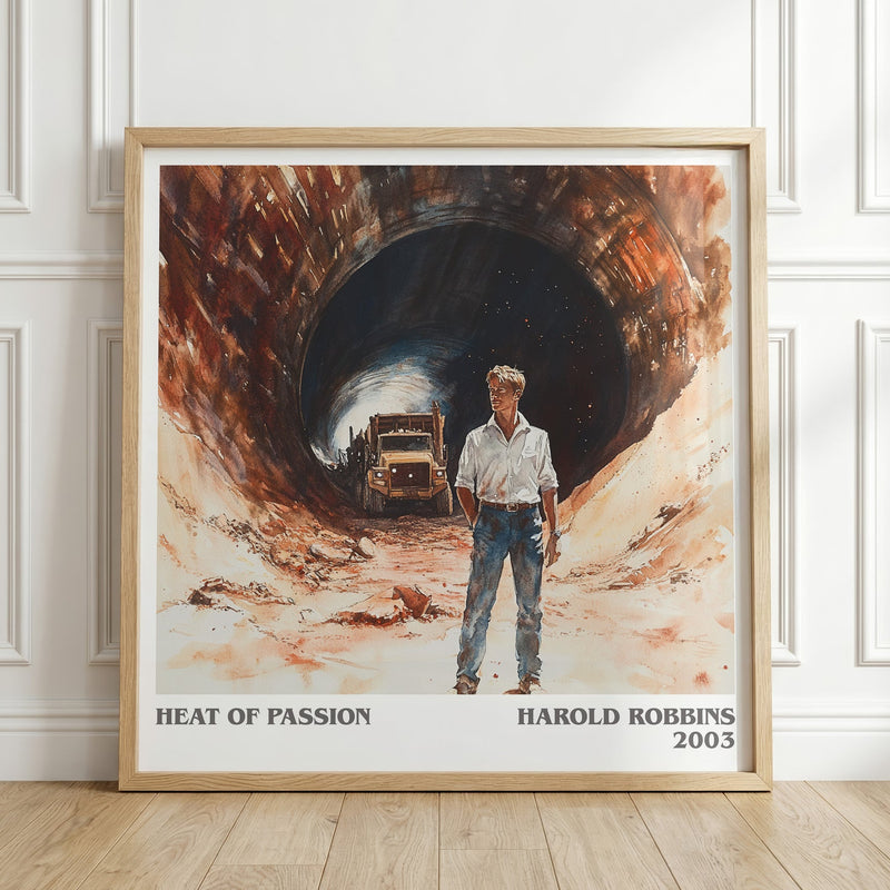 Heat of Passion literary print in frame leaning in hallway – romance wall art