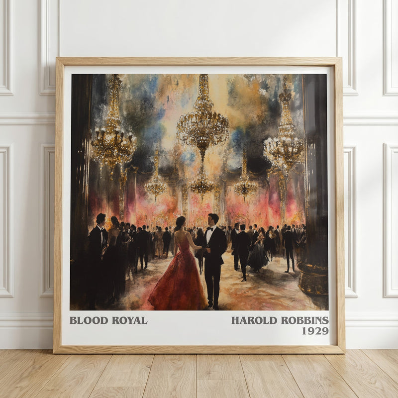 Blood Royal literary print in frame leaning in hallway – romance wall art