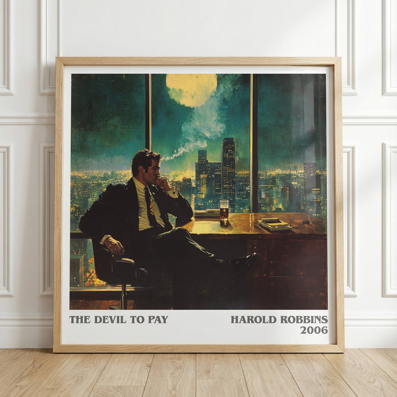The Devil To Pay literary print in frame leaning in hallway – thriller wall art