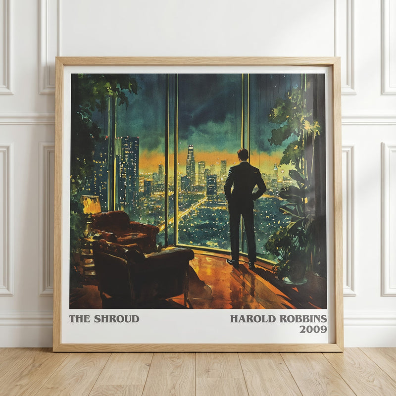 The Shroud literary print in frame leaning in hallway – thriller wall art