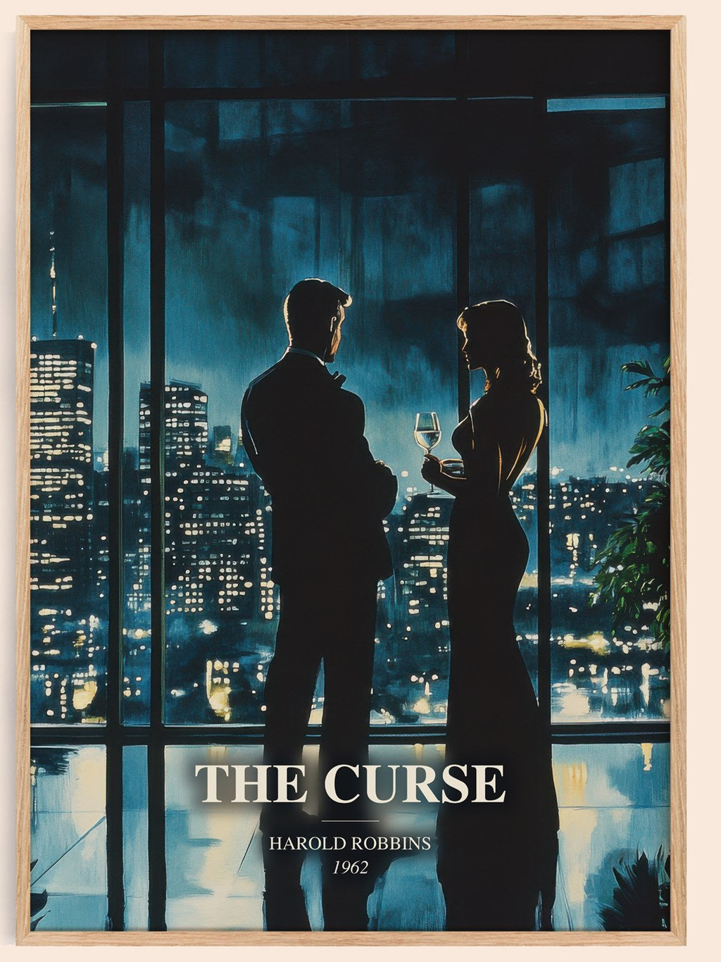 The Curse watercolour book poster by Harold Robbins – framed literary art print