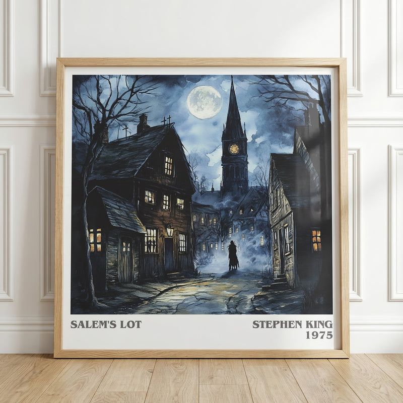 Salem's Lot literary print in frame leaning in hallway – horror wall art