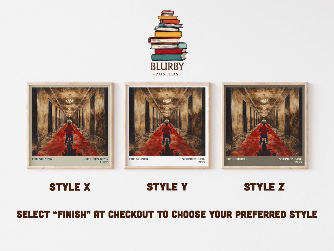The Shining literary print in frame leaning in hallway – horror wall art (mockup)