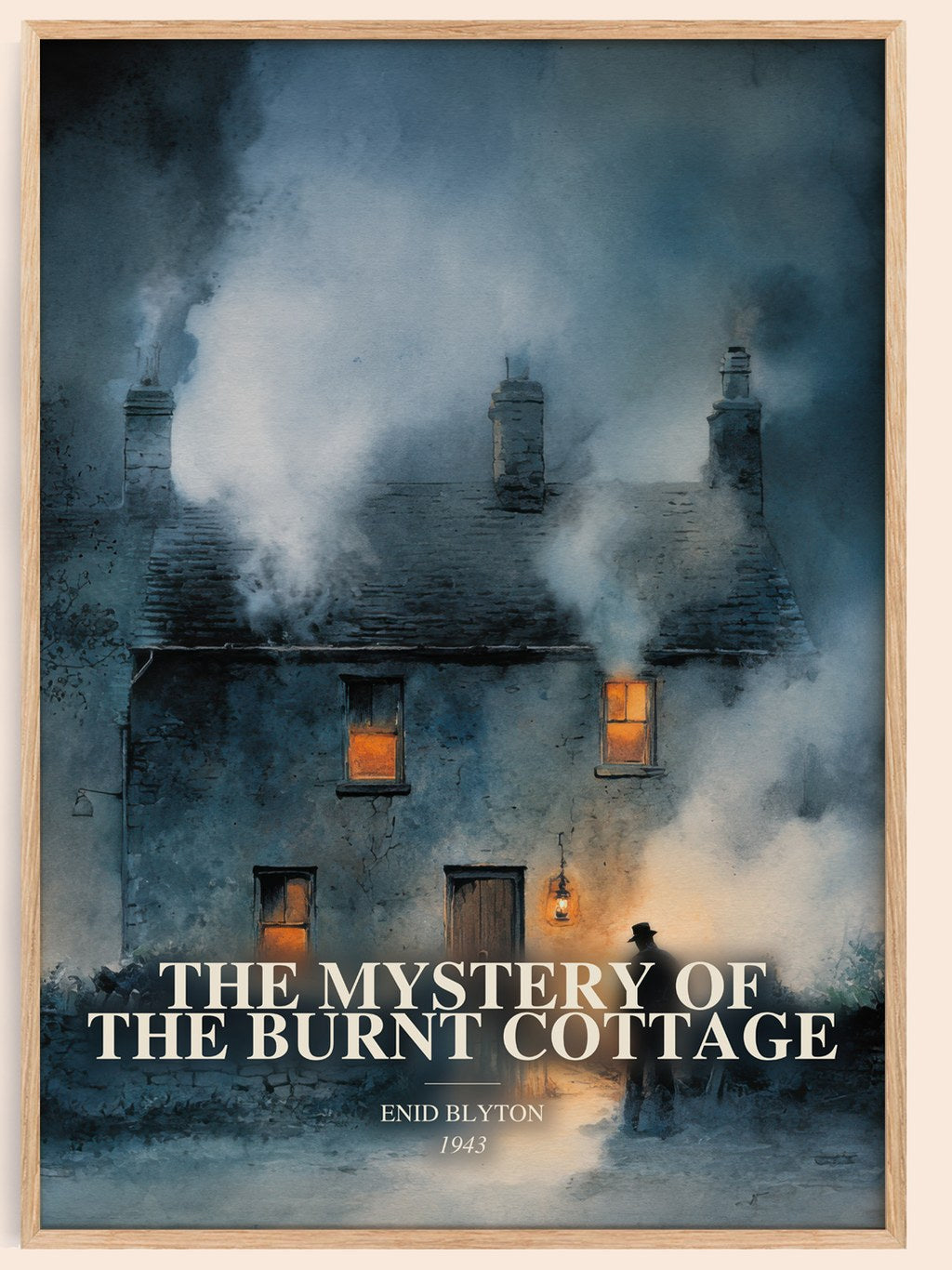 The Mystery Of The Burnt Cottage watercolour book poster by Enid Blyton – framed literary art print