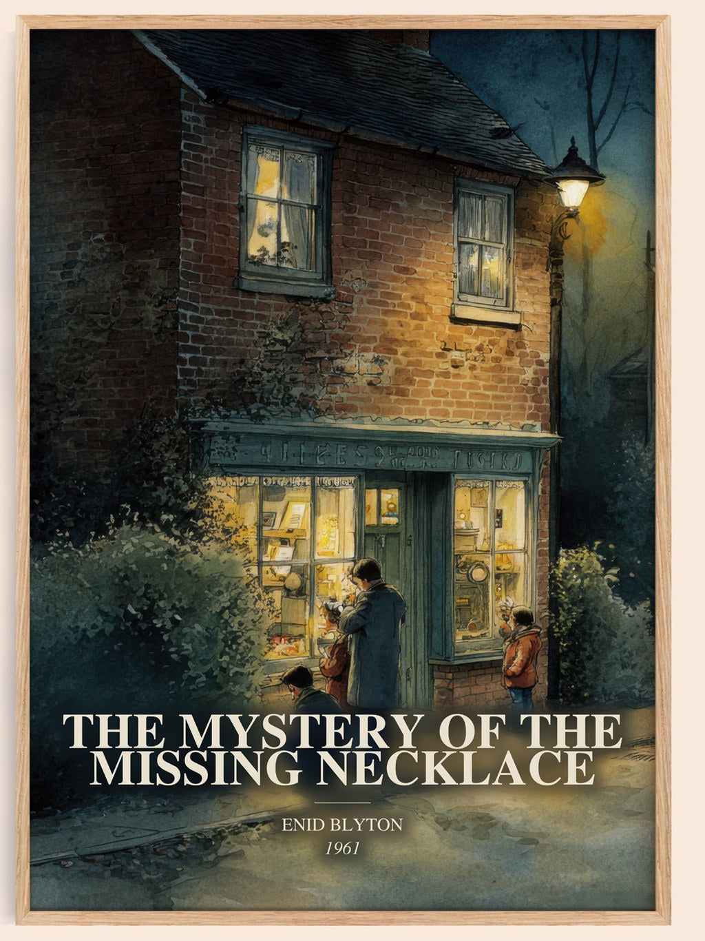 The Mystery Of The Missing Necklace watercolour book poster by Enid Blyton – framed literary art print