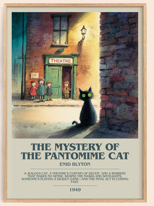 The Mystery of the Pantomime Cat bookish book poster by Enid Blyton – framed literary art print