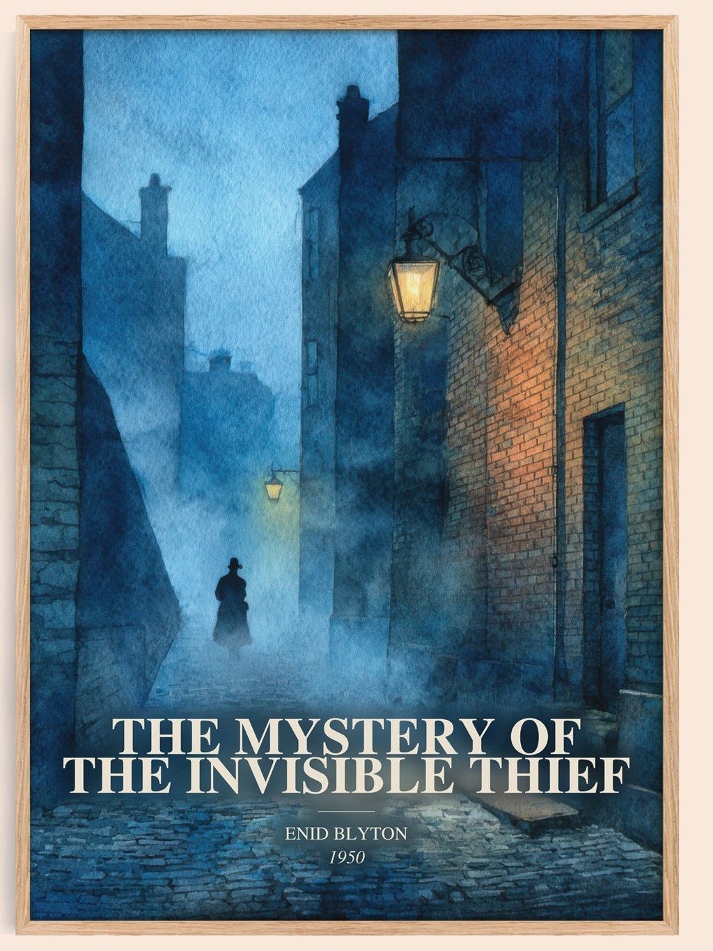 The Mystery Of The Invisible Thief watercolour book poster by Enid Blyton – framed literary art print