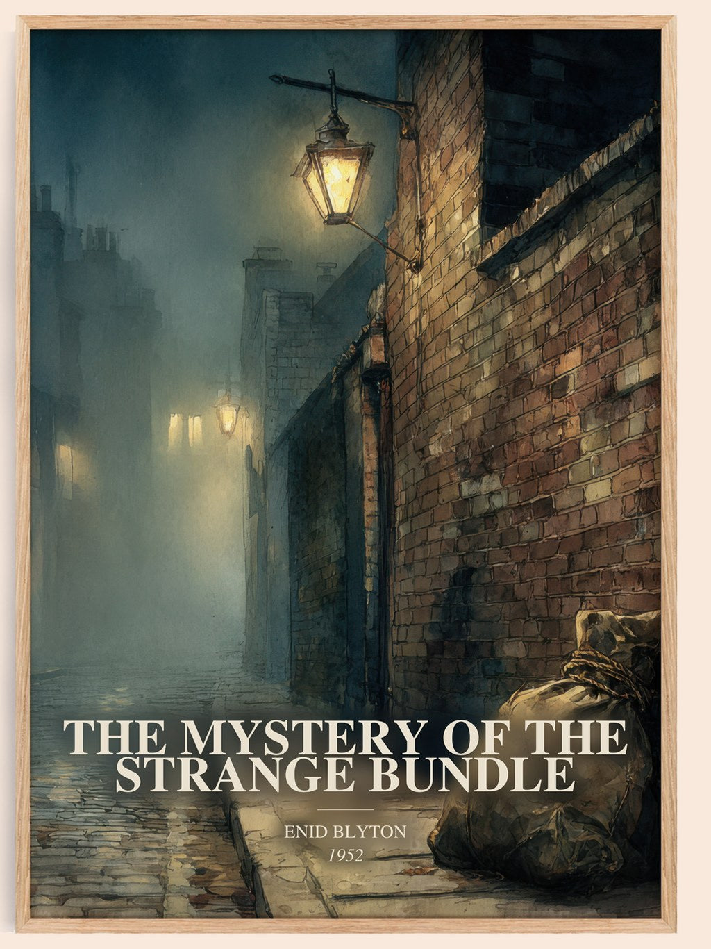 The Mystery Of The Strange Bundle watercolour book poster by Enid Blyton – framed literary art print
