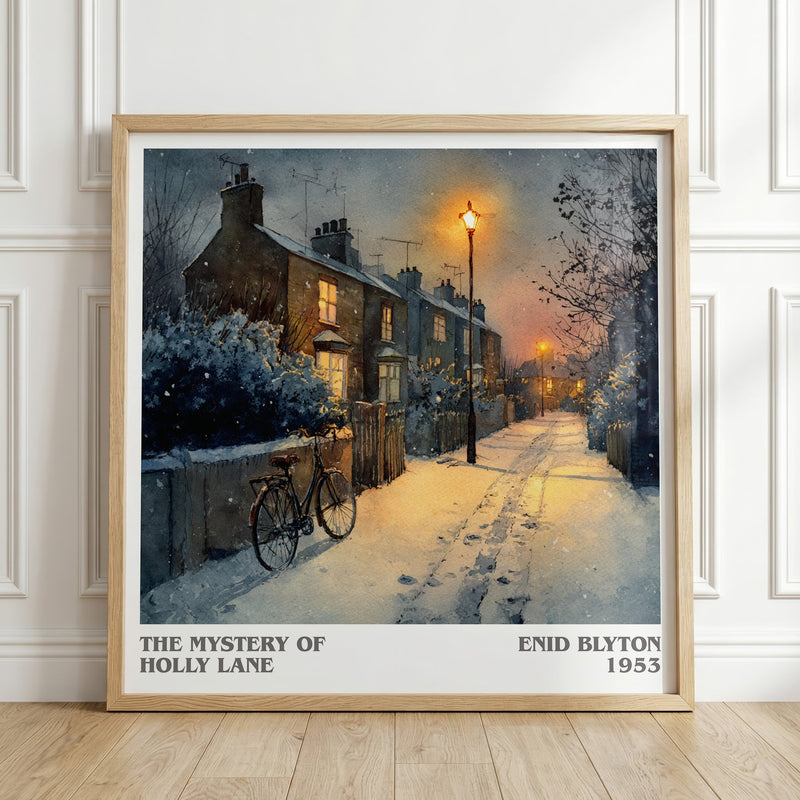 The Mystery of Holly Lane literary print in frame leaning in hallway – childrens wall art