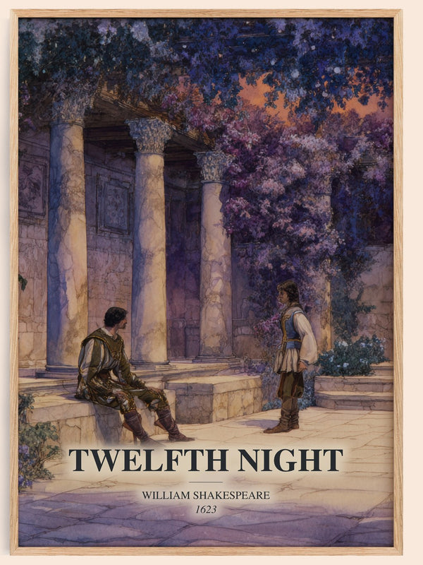 Twelfth Night watercolour book poster by William Shakespeare – framed literary art print