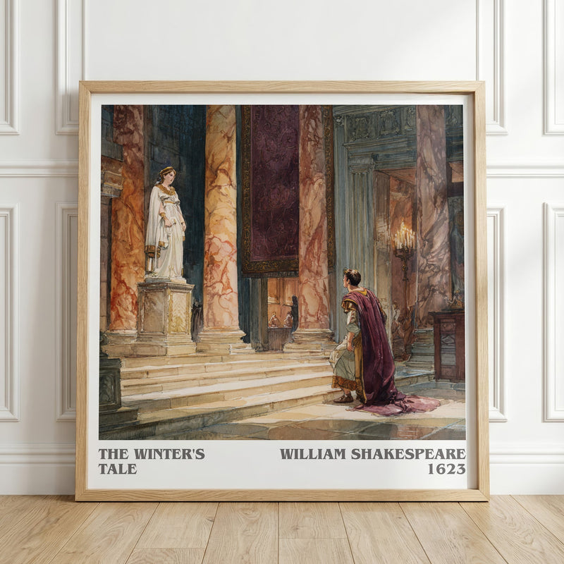 The Winter's Tale literary print in frame leaning in hallway – classic literature wall art