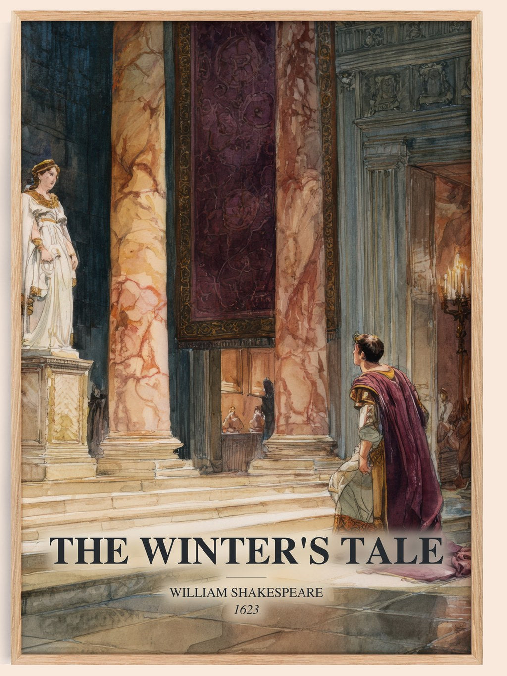 The Winter'S Tale watercolour book poster by William Shakespeare – framed literary art print