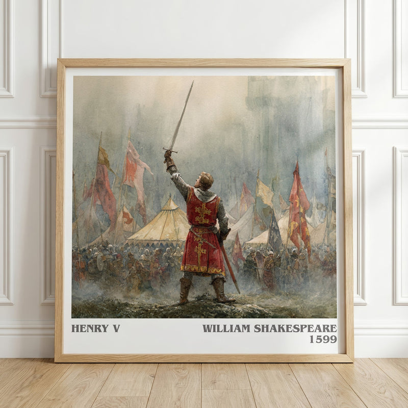 Henry V literary print in frame leaning in hallway – classic literature wall art