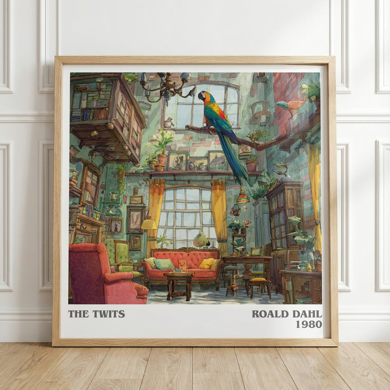 The Twits literary print in frame leaning in hallway – childrens wall art