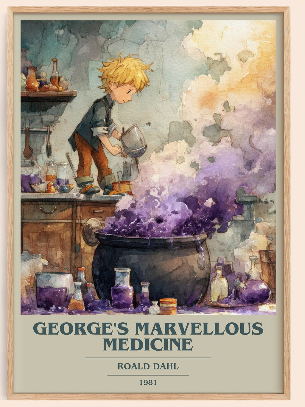 George's Marvellous Medicine Book Cover Poster by Roald Dahl – framed poster